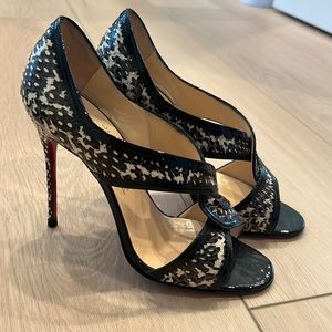 Christian Louboutin size 37 (US 7) gorgeous snakeskin open-toe heels